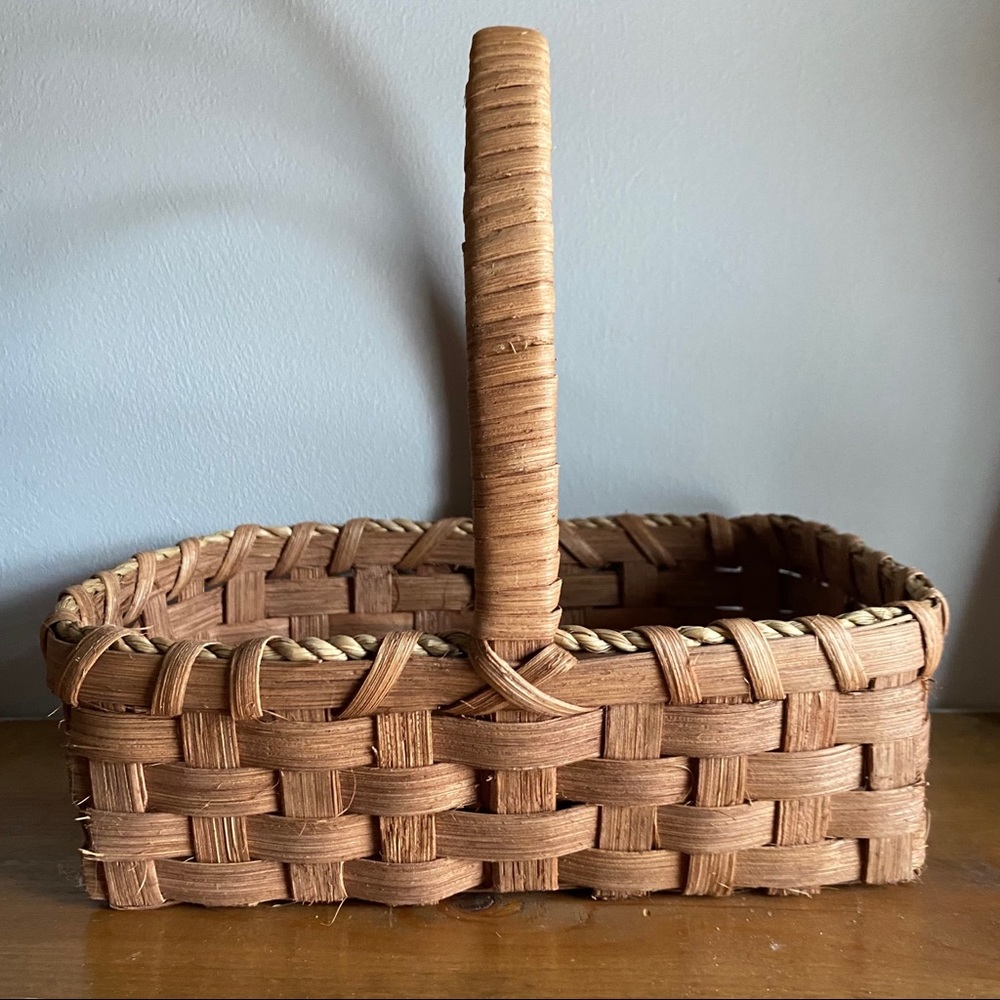 Vintage Hand Made Basket With Handle